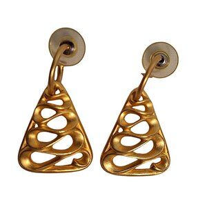 Anne Klein Gold-Tone Earrings with Triangle Ribbon Ribbon Design Posts